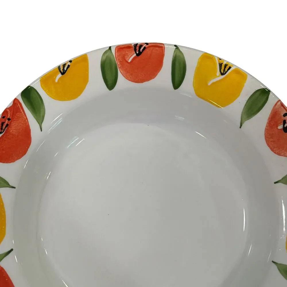 Pier One Tulips Floral Soup Bowl  Rimmed‎ Handpainted Yellow Made In Italy 9